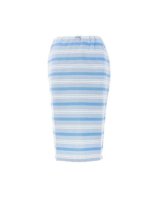 Prada Blue Striped Piquet Midi Skirt