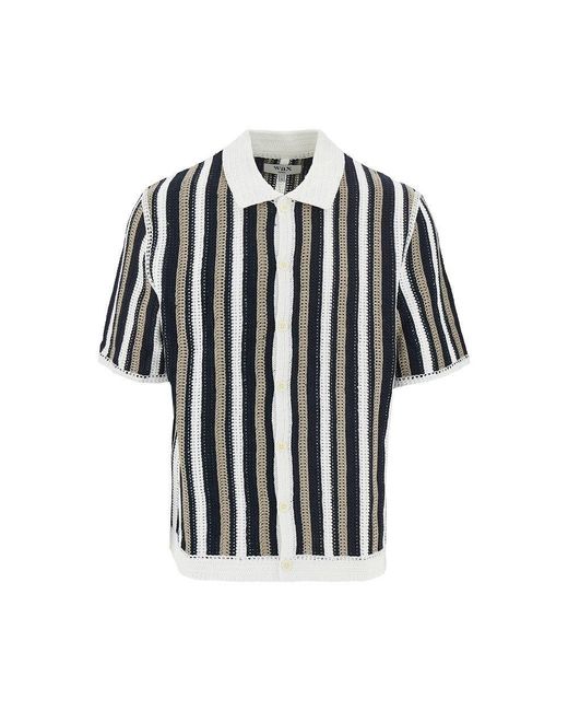 Wax London Black 'Porto' Crochet Knit Shirt for men