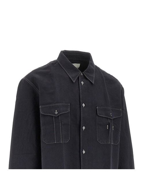 Studio Nicholson Blue 'Louro' Cotton And Linen Shirt for men