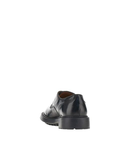 Doucal's Black Leather Laced Shoes for men