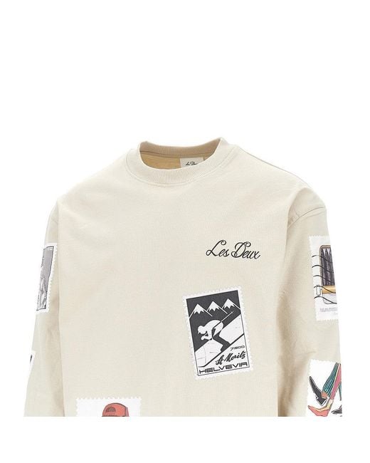 Les Deux White Printed Cotton T-Shirt for men