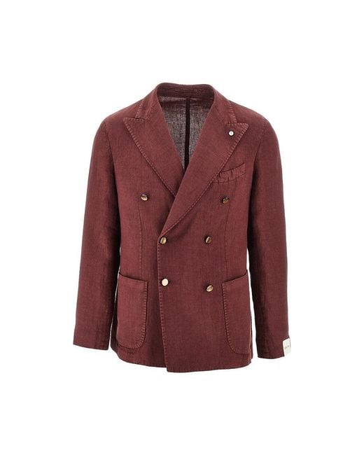 L.b.m. 1911 Purple L. B.M. 1911 Linen Double-Breasted Jacket for men