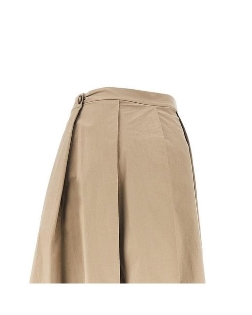 Emporio Armani Natural Stretch Poplin Pleated Midi Skirt