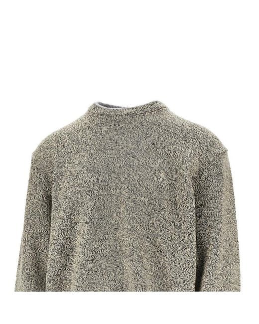Jacquemus Gray Merino Wool Sweater With Logo Intarsia for men