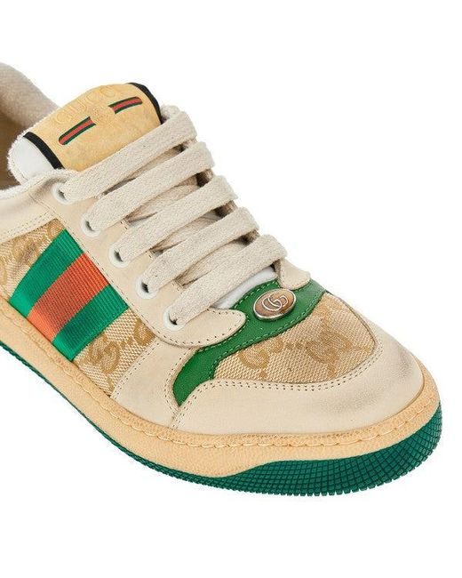 Gucci Green 'Screener' Leather And Fabric Sneakers Kids