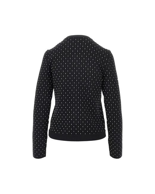 Emporio Armani Black Ottoman Knit Crewneck Cardigan