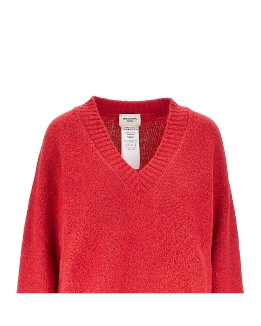 Weekend by Maxmara Red Alpaca Wool-Blend Knitted Sweater