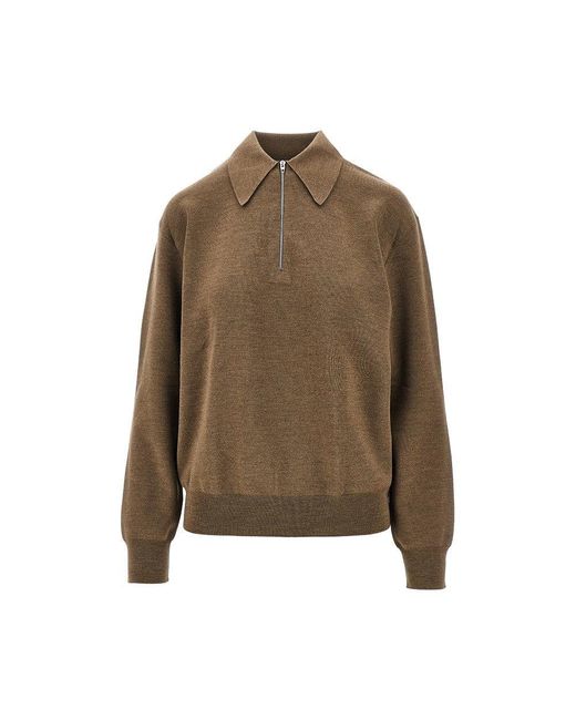 Phoebe Philo Green Wool Zip Polo Sweater