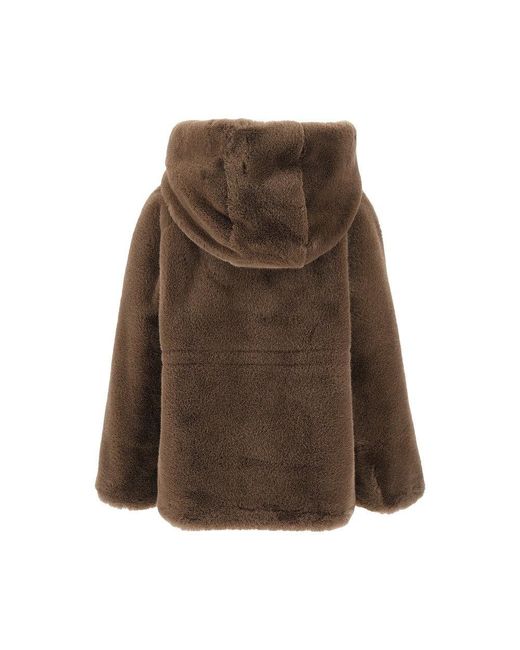 Emporio Armani Brown Faux Fur And Nylon Reversible Jacket