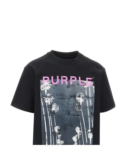 Purple Brand Black 'Mirage' Print T-Shirt for men
