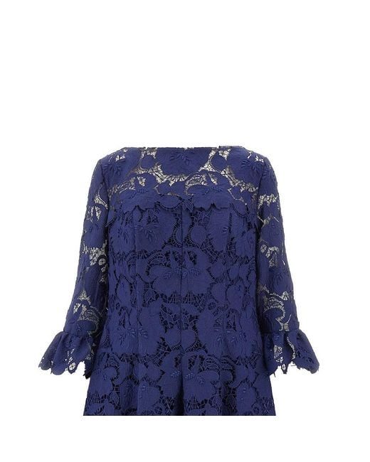 Talbot Runhof Guipure Lace Midi Dress in Blue | Lyst Talbot Runhof Guipure Lace Midi Dress in Blue | Lyst