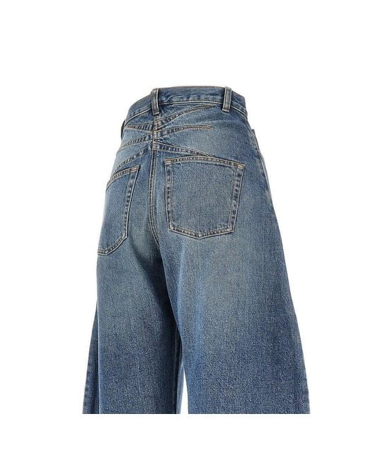 Alaïa Blue Stone Washed Denim Rounded Jeans