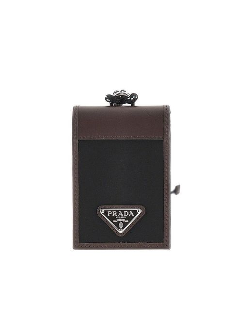Prada Black Speedrock' Cardholder With Strap for men