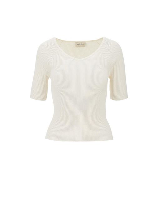 Weekend by Maxmara White Viscose-Blend Knitted Top