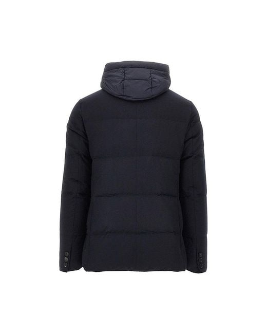 DUNO Blue Quilted And Padded Wool Down Jacket for men