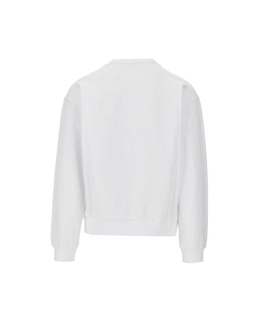 Dolce & Gabbana White Logo Plate Crewneck Sweatshirt for men