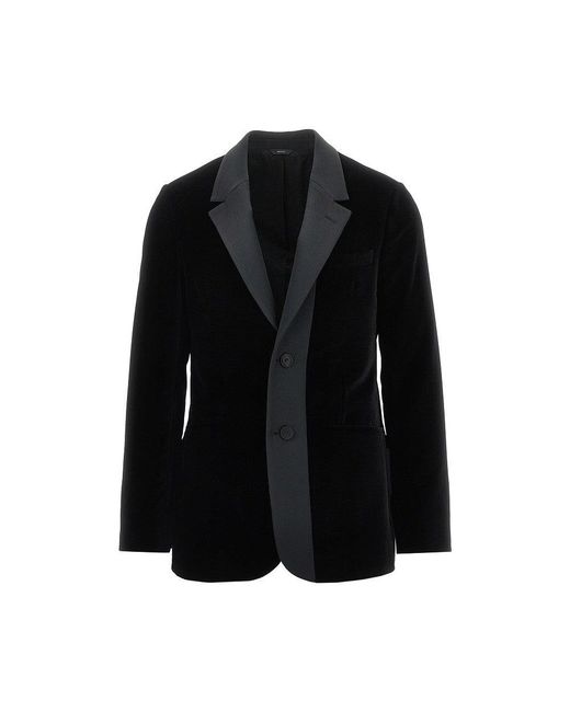 Fendi Black Single-Breasted Velvet Jacket for men