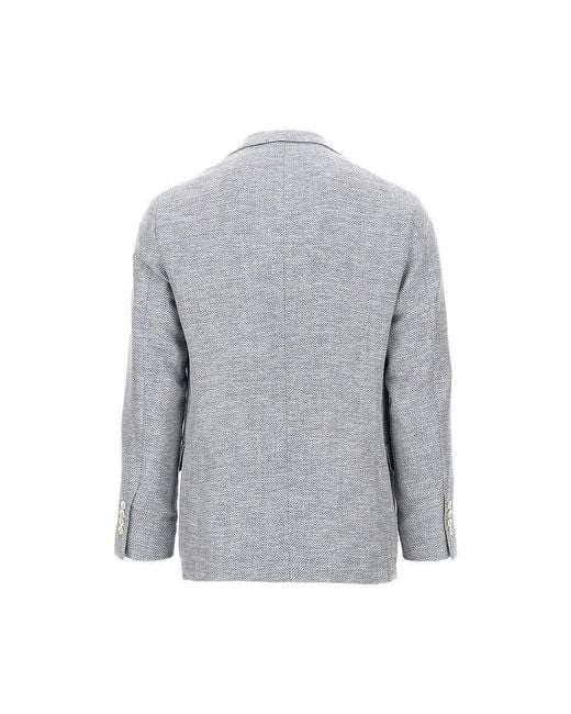 Brunello Cucinelli Gray Chevron Fabric Single-Breasted Jacket for men