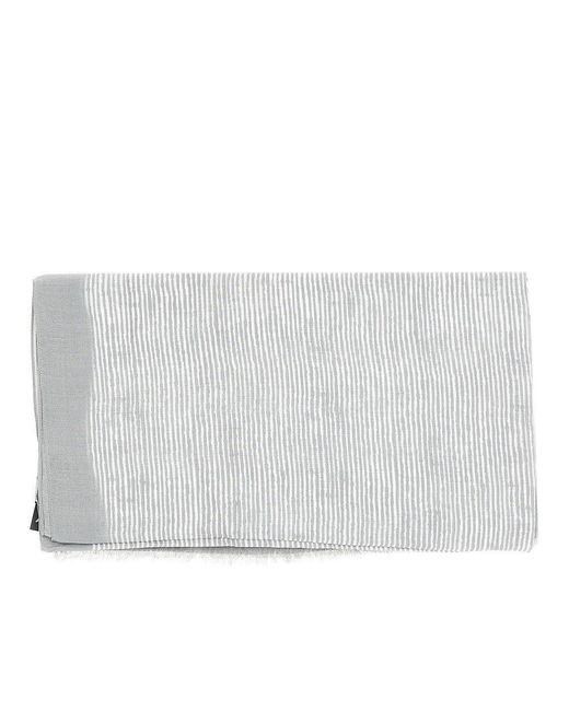 Emporio Armani White Modal Scarf With Striped Motif for men