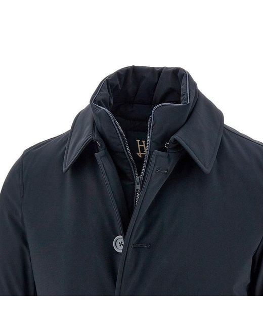 Herno Blue Padded Sub-Zero Single-Breasted Coat for men