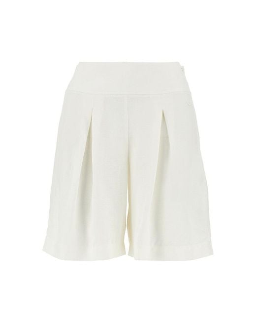Emporio Armani White Viscose And Linen Shorts