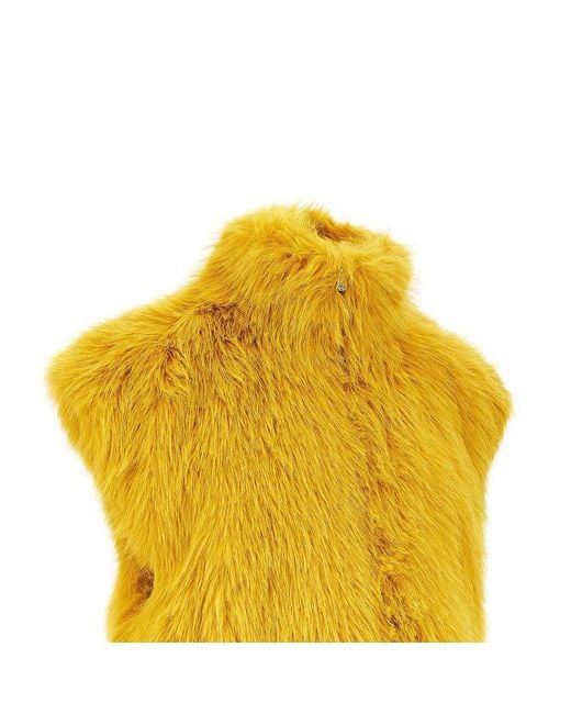 Pinko Yellow Faux Fur Vest