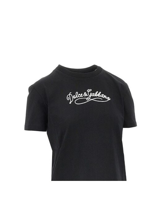 Dolce & Gabbana Black Logo Embroidery T-Shirt