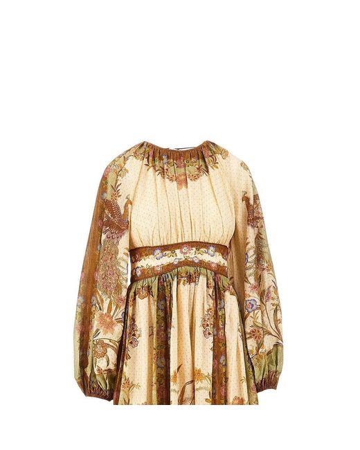 Zimmermann Metallic 'Indra' Cotton And Silk Long Dress