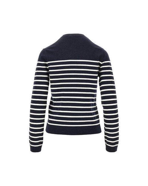 Weekend by Maxmara Blue Knitted Sweater With Striped Motif