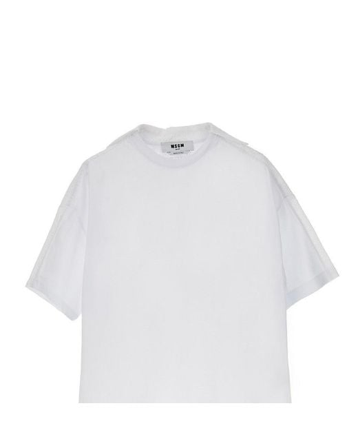 MSGM White Jersey And Broderie Anglaise T-Shirt