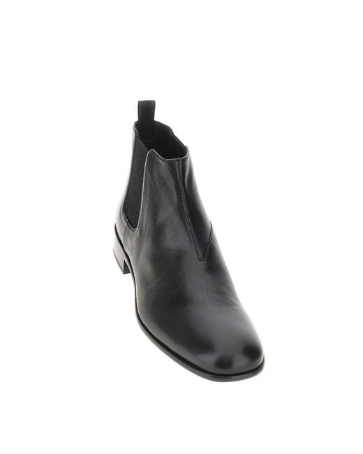 Prada Black Leather Boots With Logo Print