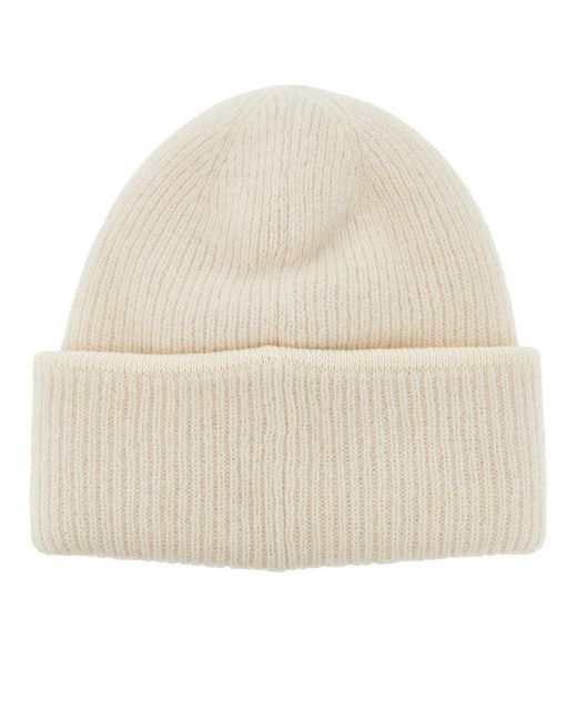 Jacquemus Natural Knitted Beanie Hat With Gros-Grain Logo for men