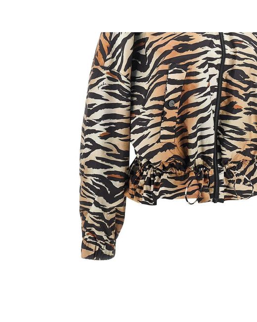 Pinko Black Animalier Print Technical Canvas Jacket