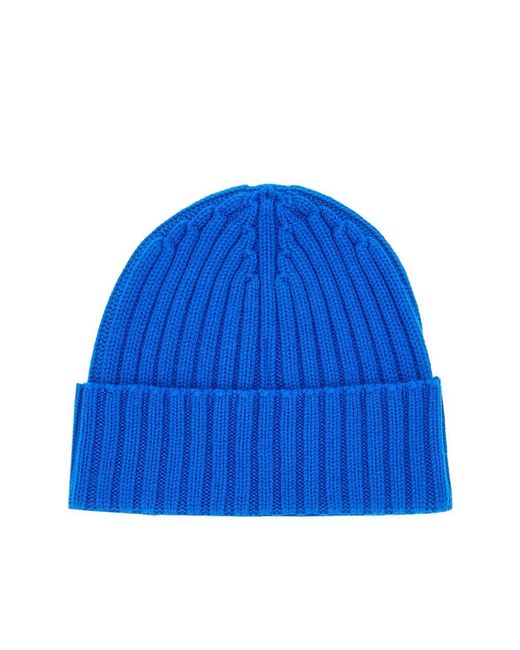 Mc2 Saint Barth Blue Logo Embroidery Wool-Blend Beanie Hat for men