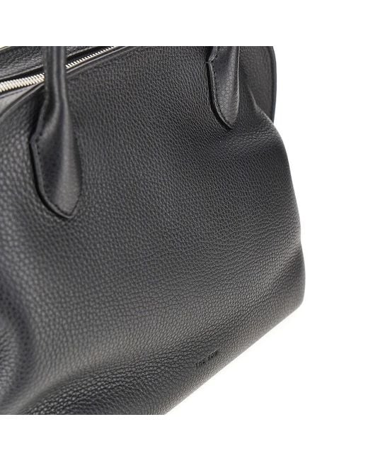 The Row Black 'Agnes 12' Grained Leather Bag