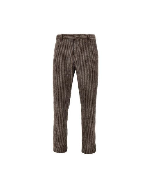 Emporio Armani Gray Corduroy Pants With Herringbone Print for men