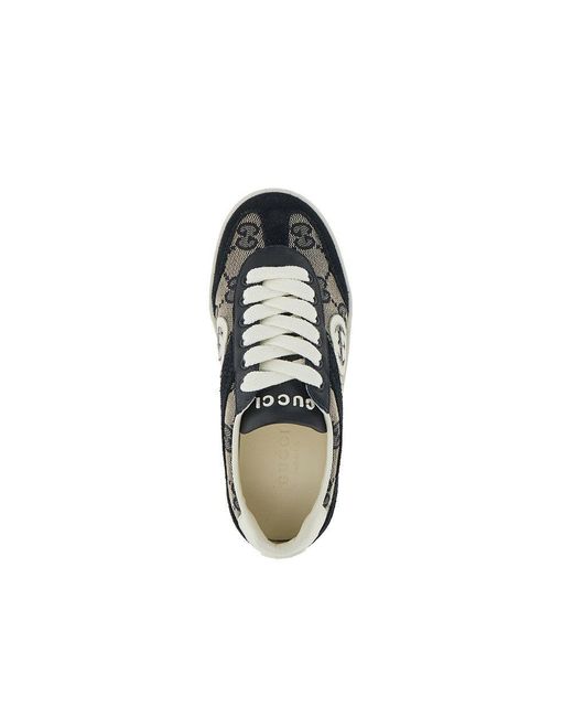 Gucci Black Leather And Gg Fabric 'G74' Sneakers Kids
