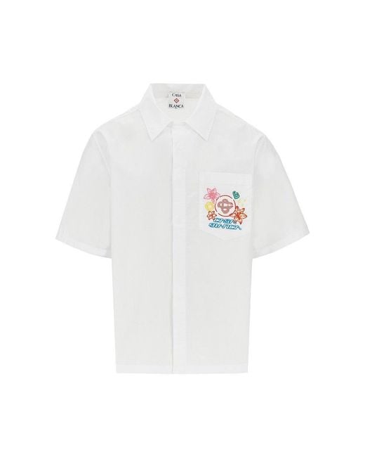 Casablanca White Collage D'Icones Graphiques Embroidery Shirt for men