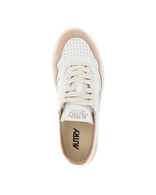 Autry White Suede And Leather Medalist Low Sneakers