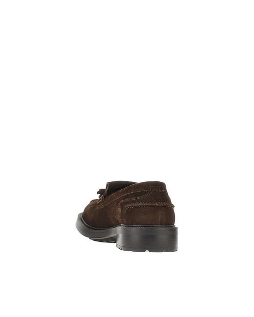 JUAN LACARCEL BY CALCE Brown Suede Leather Loafers With Tassels 41 for men