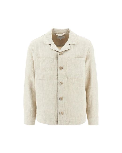 Wax London White 'Aldred' Linen And Cotton Overshirt for men