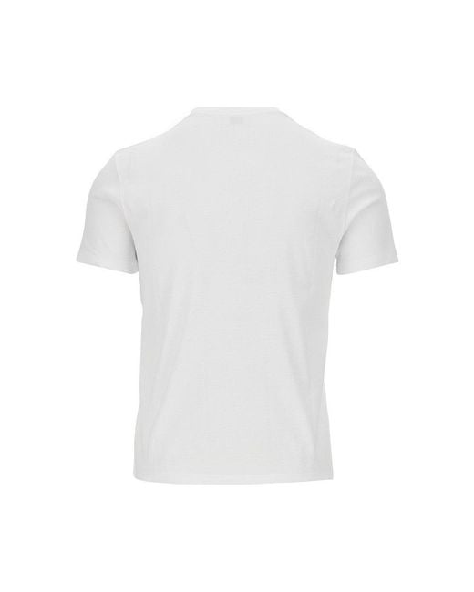 Saint Laurent White Cotton T-Shirt With Logo Embroidery for men