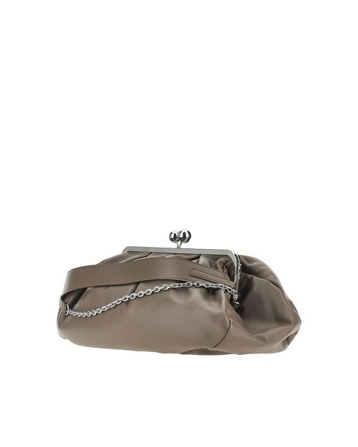 Weekend by Maxmara Gray Leather Large 'Pasticcino' Bag