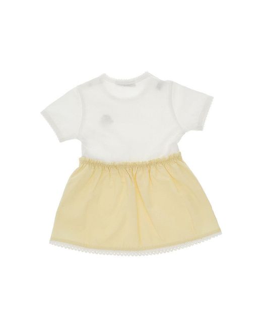 Moncler White Jersey And Poplin Mini Dress Kids