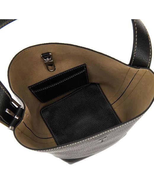 Totême  Black Grained Leather Small Belted Tote Bag