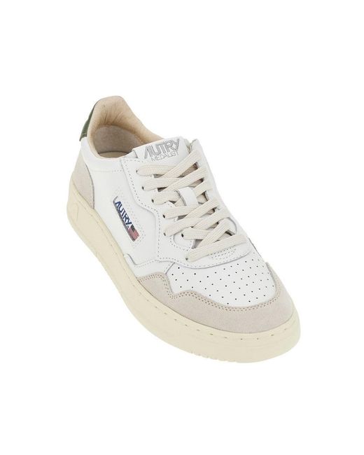 Autry White Medalist Low Leather Sneakers for men
