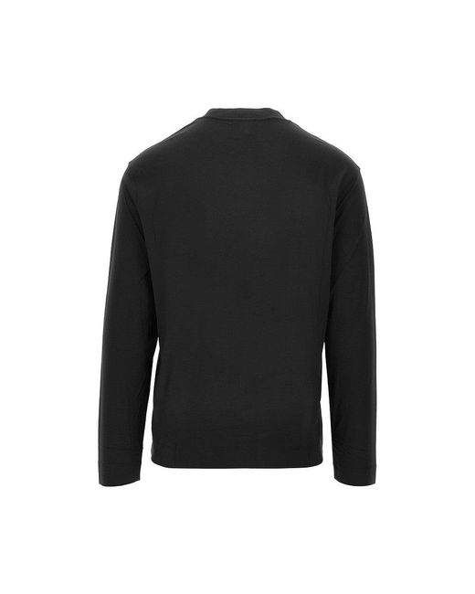 Emporio Armani Black Stretch Jersey T-Shirt With Logo Embroidery for men