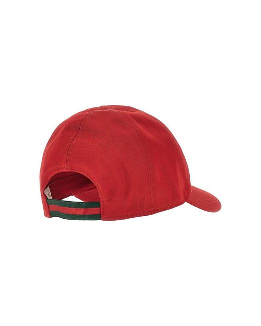 Gucci Red Gabardine Baseball Cap With Embroidery Kids for men