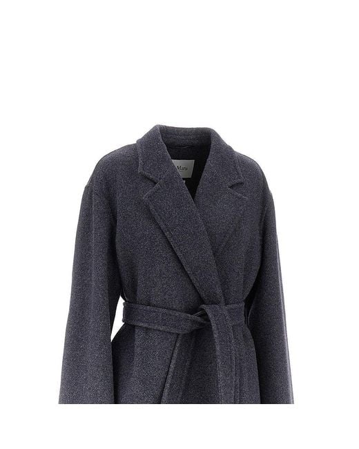 Max Mara Blue Wool Coat With Belt
