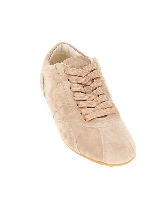 Tod's Natural Suede Leather 'T-Marathon' Sneakers
